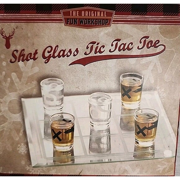 Limited Edition Tic Tac Toe Shot Glass Set Adult Game Barware Set 2 Player / Box - Picture 1 of 10